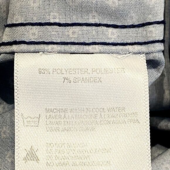 C-LAB NYC Slim Fit Shirt Button-Up 4-Way Stretch Men's XL  17.5 Blue Geometric - Picture 7 of 7